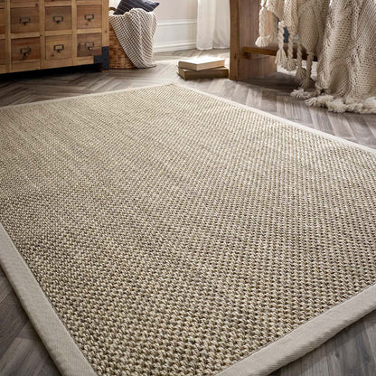 Tappeto Origins Sisal - Beige chiaro con bordo sabbia