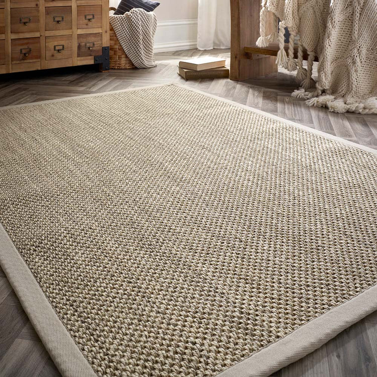 Tappeto Origins Sisal - Beige chiaro con bordo sabbia