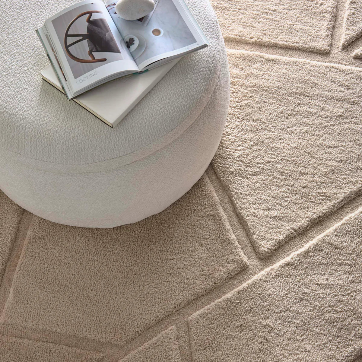 Origins Stack Cream Rug - Abstract Rug For Living Room - Beige Cream ...