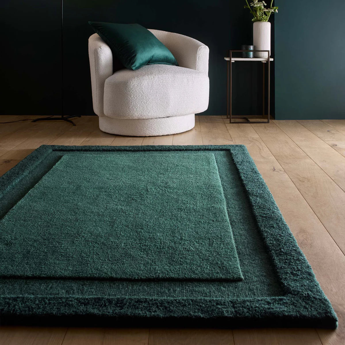 Tapis Origins Borders 100 % pure laine vert sauge