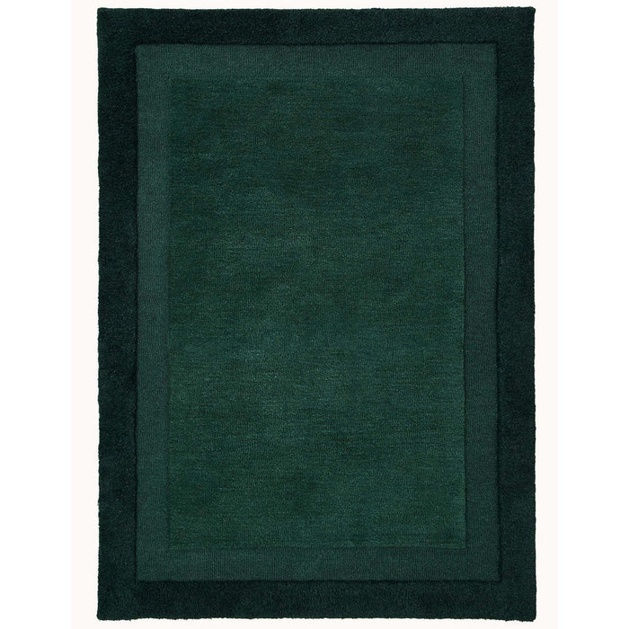 Origins Stacked Border Wool Rug - Dark Green