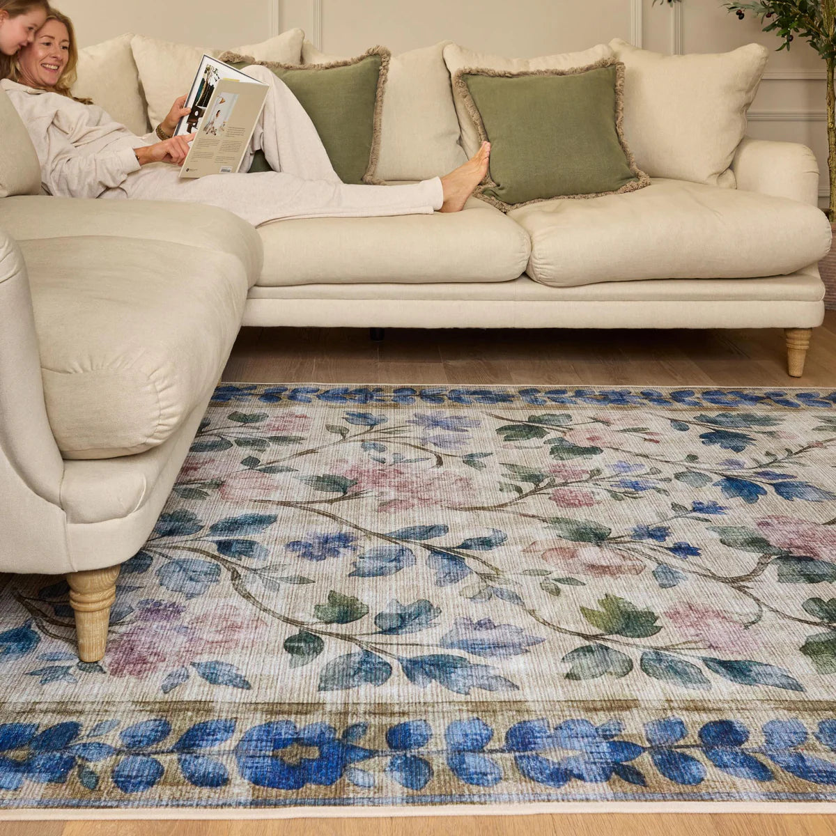 Eco-Washable Rug - Blue Rose