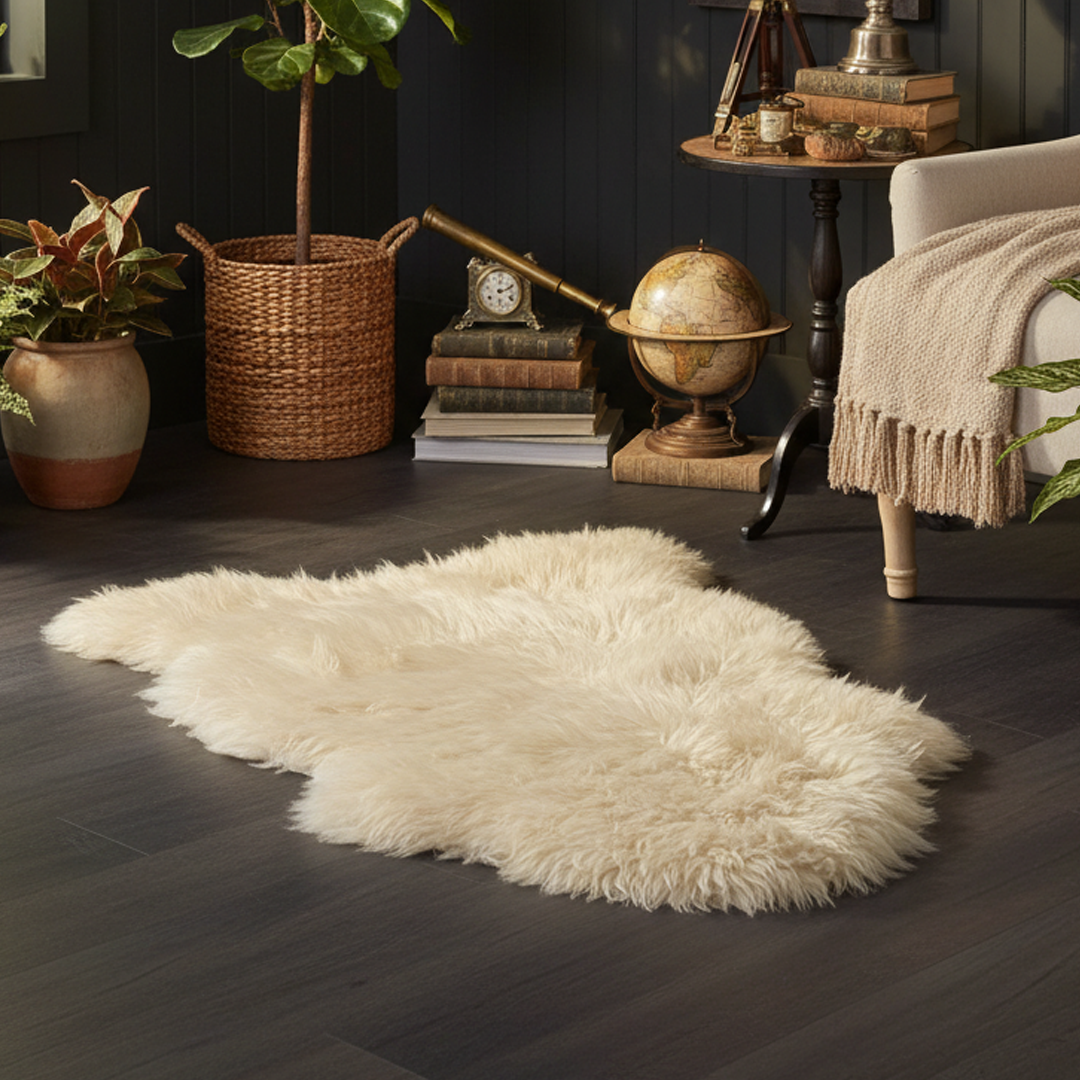Tappeto in pelle di pecora neozelandese di lusso beige