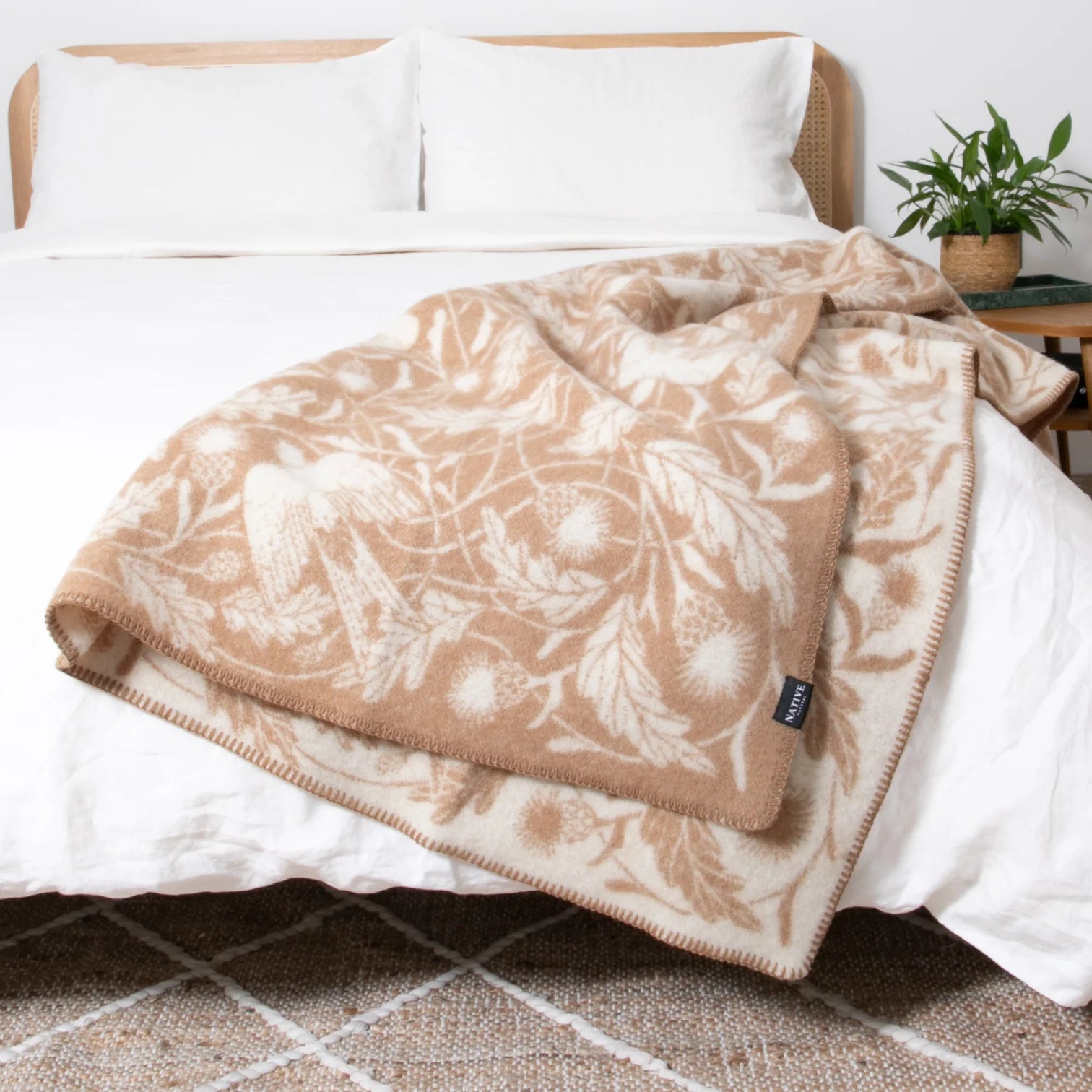 Beige Fine Nature Wool Blanket