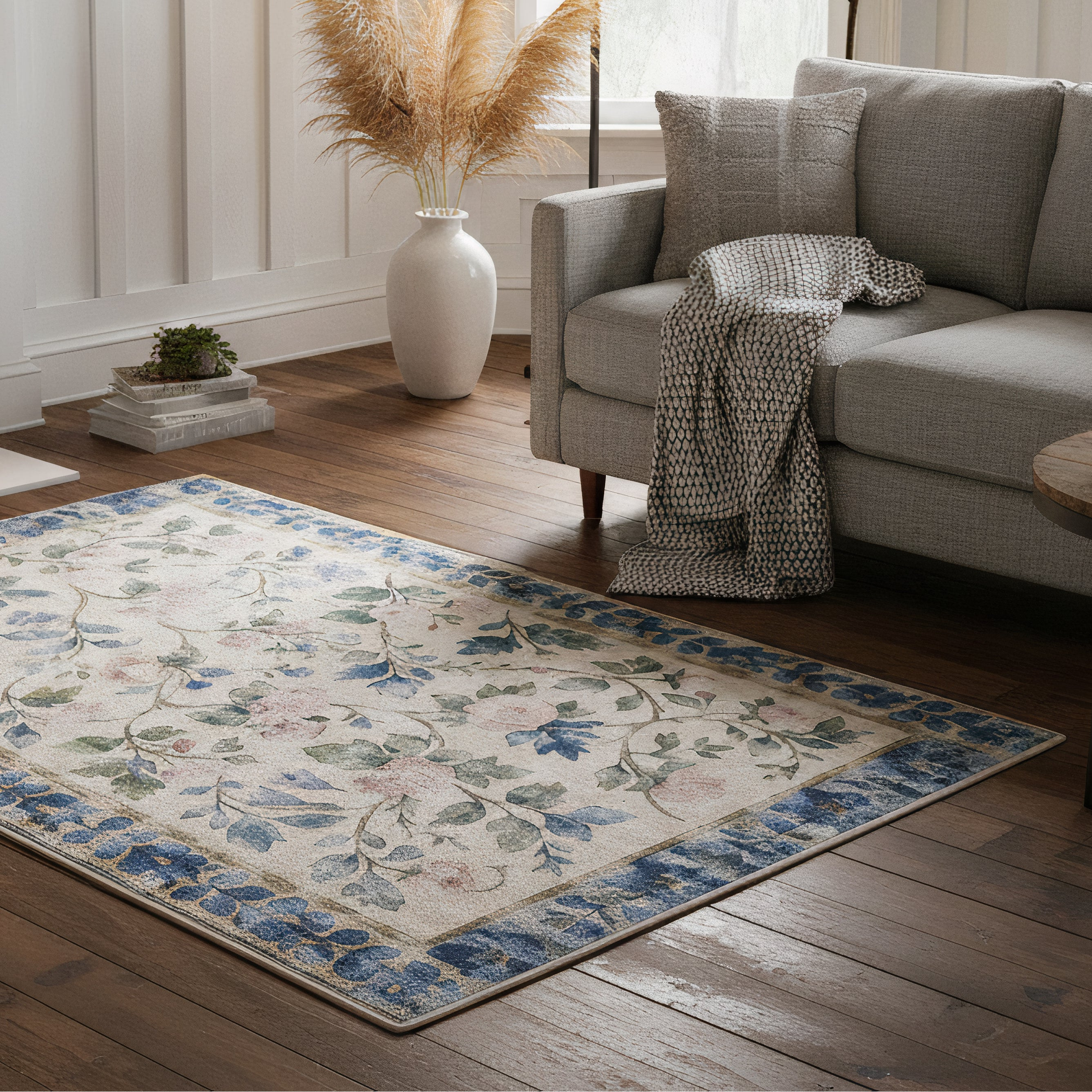 Eco-Washable Rug - Blue Rose