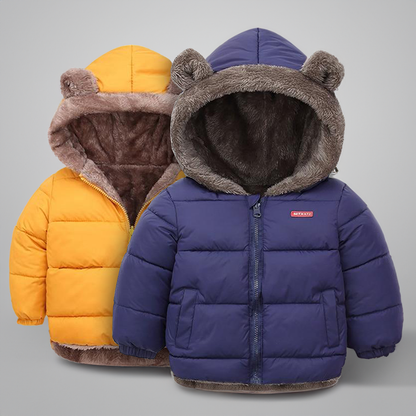 Jongens winter puffer jas met bontvoering