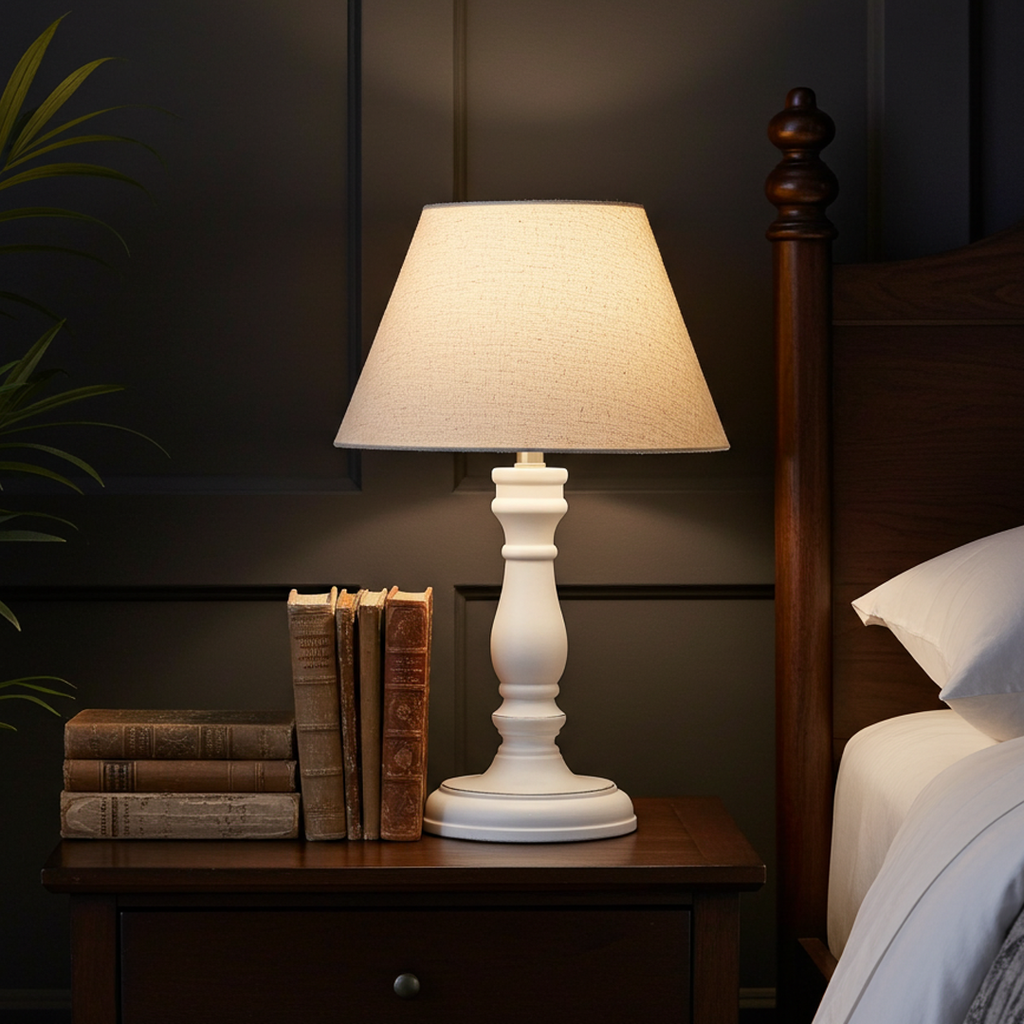 Neutral Washed Wood Contemporary Table Lamp