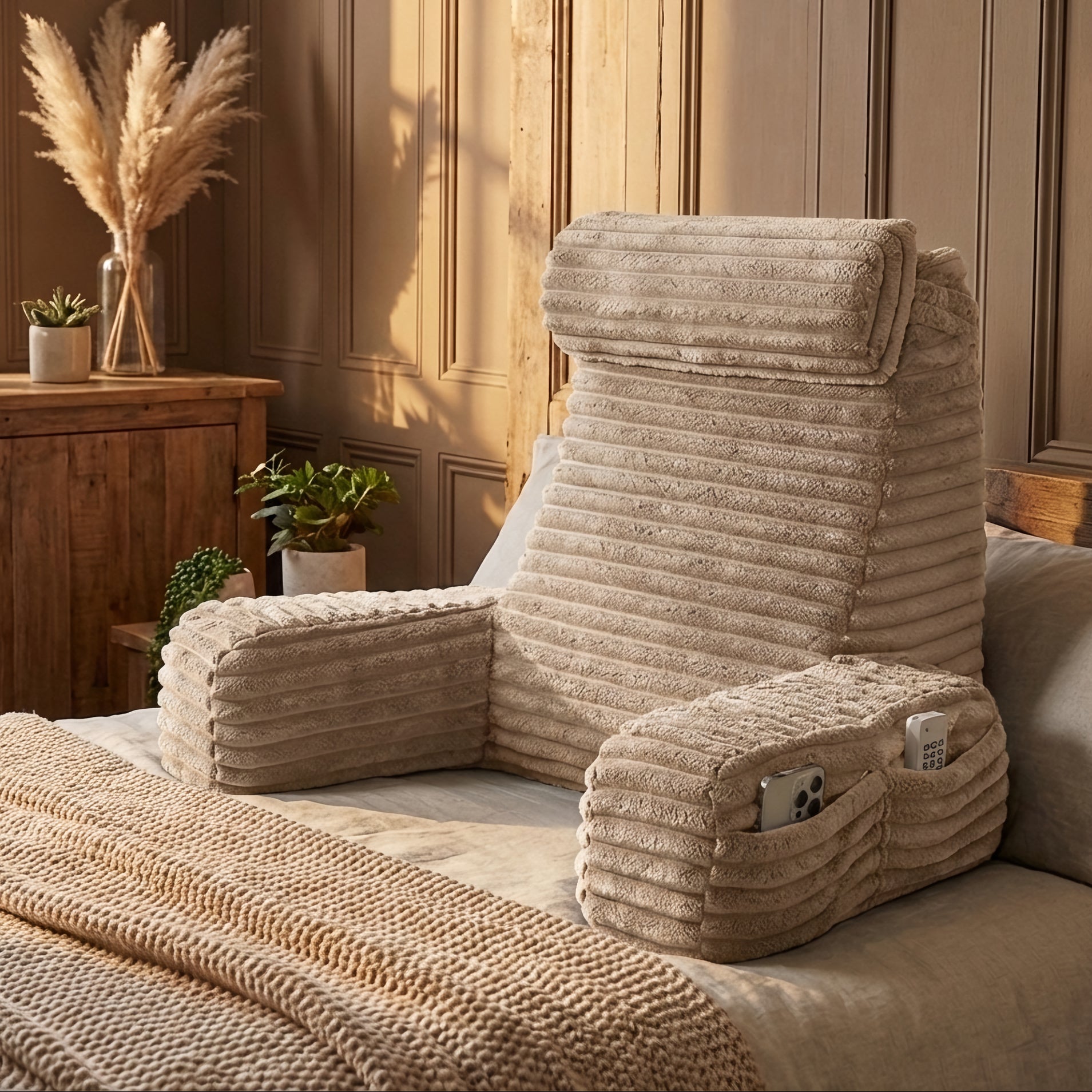 Coussin de dossier de luxe avec accoudoirs et appui-tête réglable