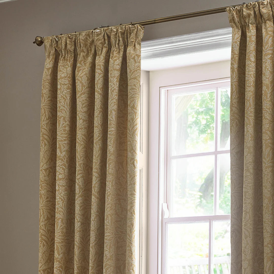Tende a pieghe a matita in jacquard opaco Acorn Tonal - Oro
