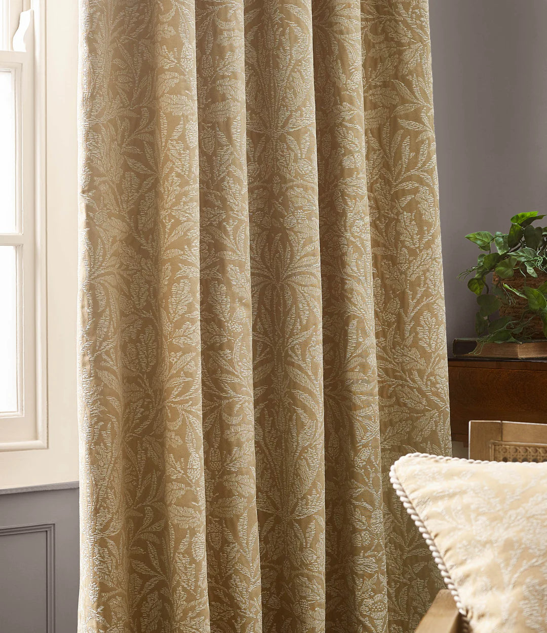 Tende a pieghe a matita in jacquard opaco Acorn Tonal - Oro