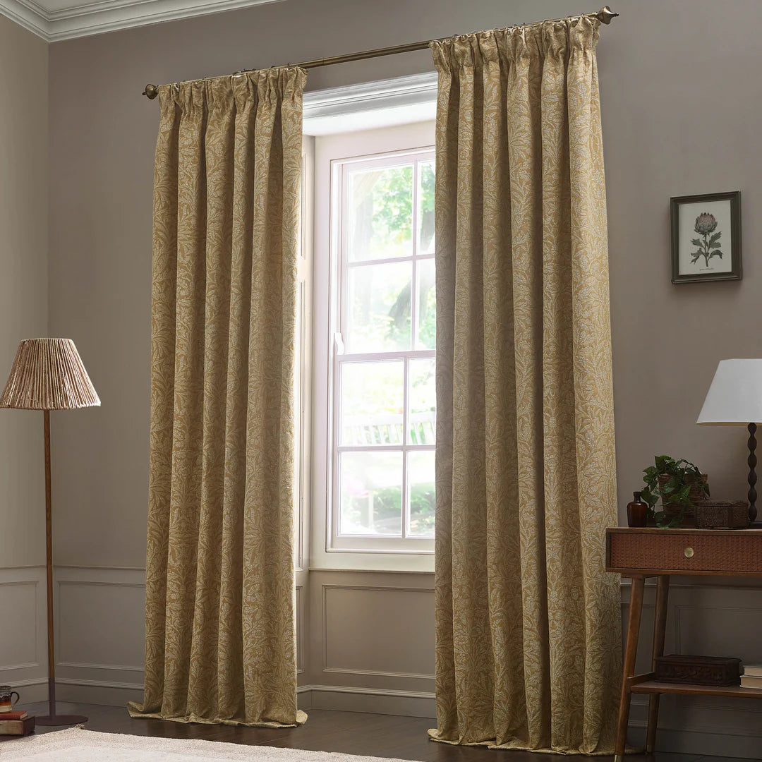 Tende a pieghe a matita in jacquard opaco Acorn Tonal - Oro