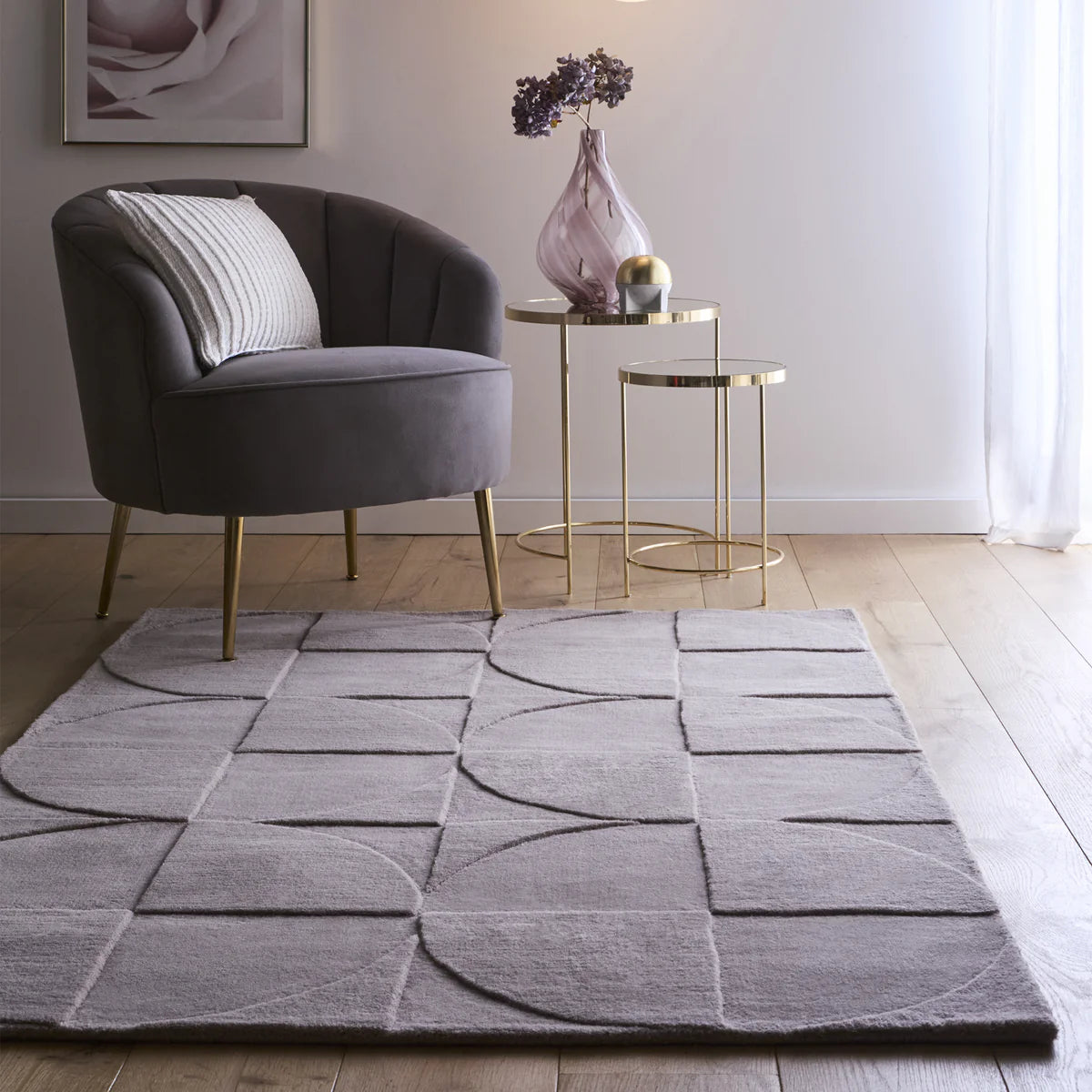 Tappeto in lana Origins Penny Grey Mauve