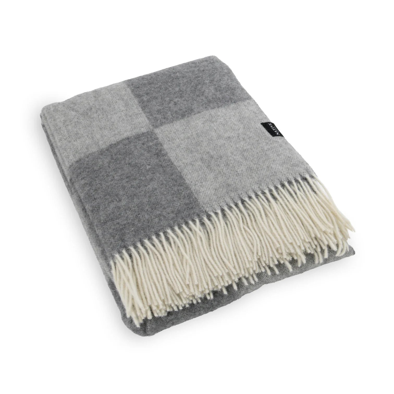 Coperta in lana fine a scacchiera grigia