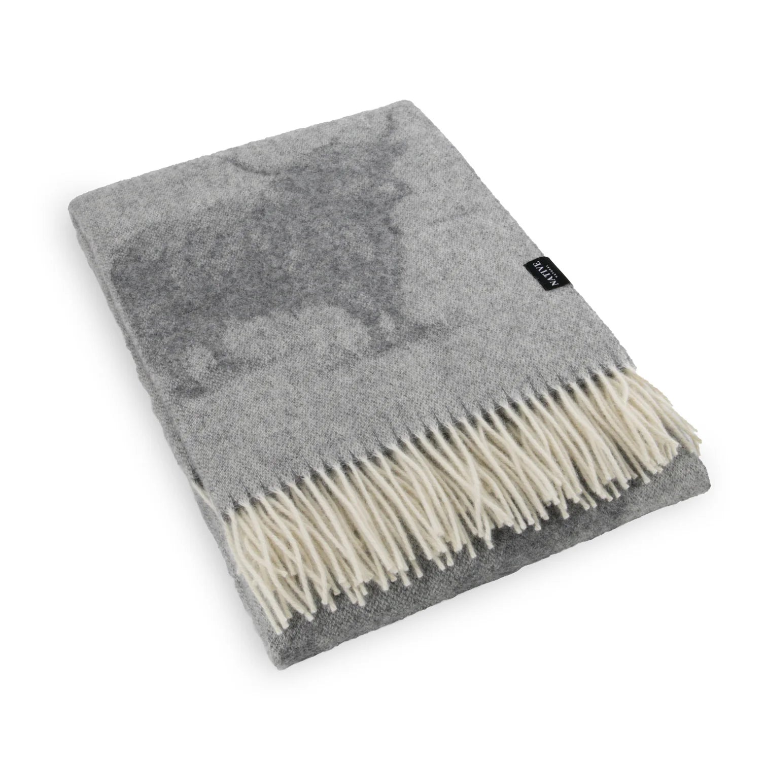 Coperta in lana fine naturale di mucca delle Highlands grigia