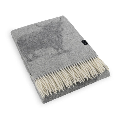 Coperta in lana fine naturale di mucca delle Highlands grigia