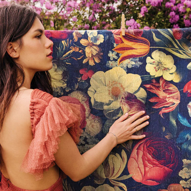 Tapis écologique lavable-Motifs floraux foncés