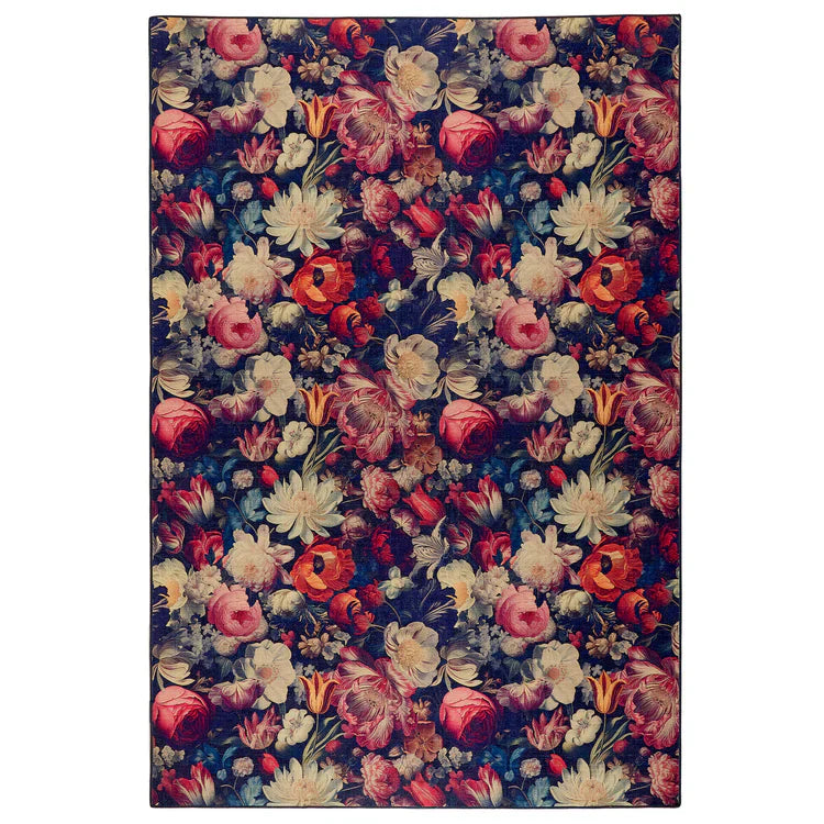 Tapis écologique lavable-Motifs floraux foncés