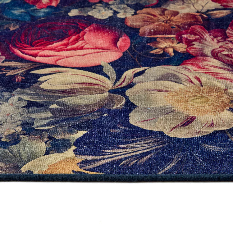 Tapis écologique lavable-Motifs floraux foncés