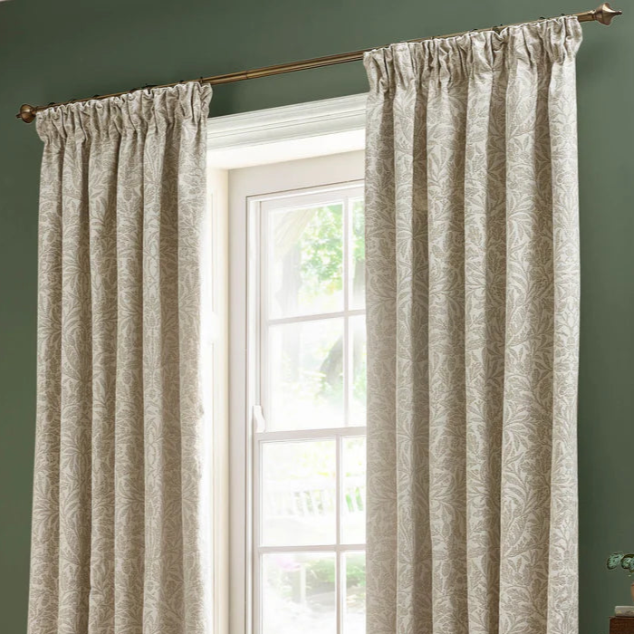 Acorn Tonal Matt Jacquard Pencil Pleat Curtains - Ivory