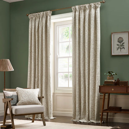 Acorn Tonal Matt Jacquard Pencil Pleat Curtains - Ivory