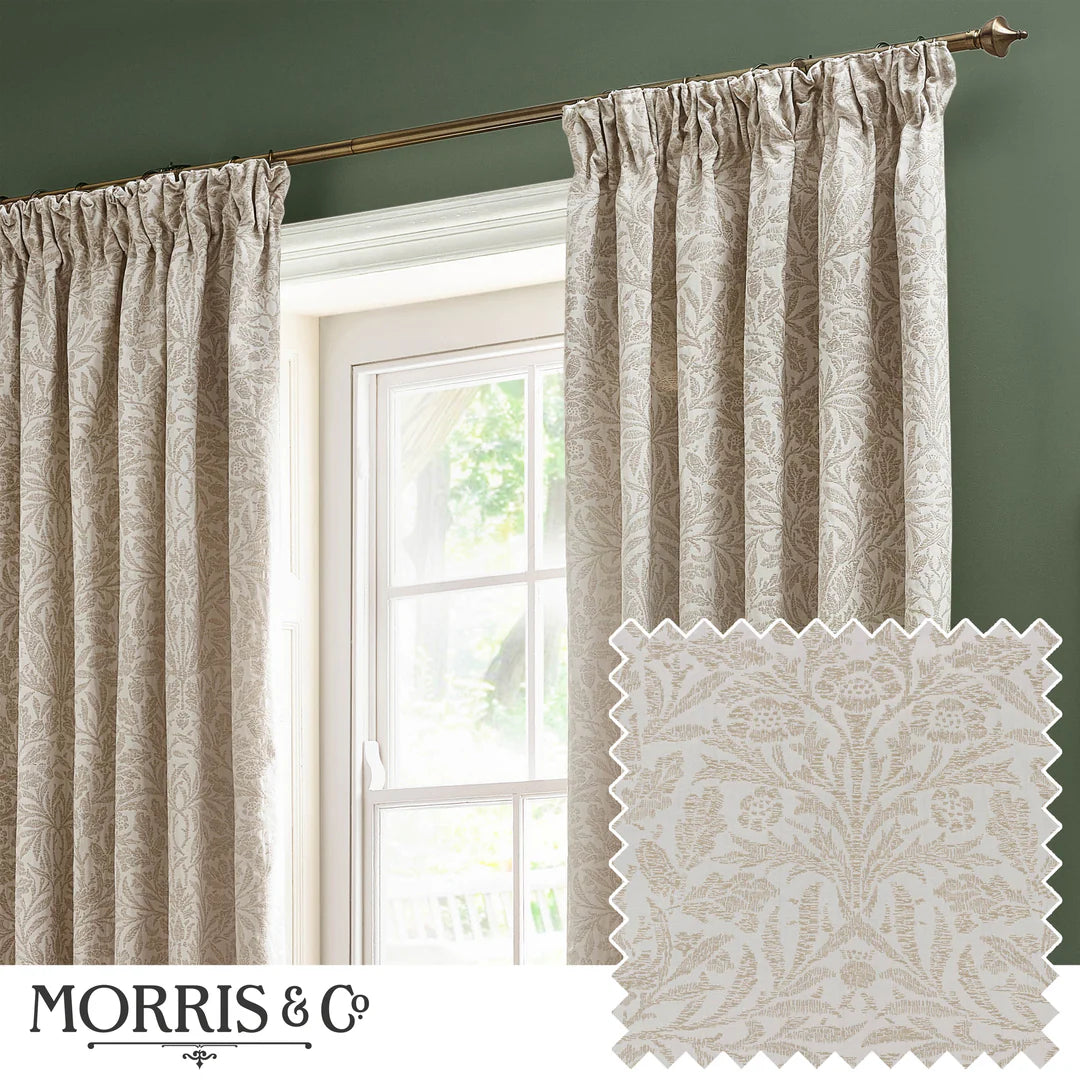 Acorn Tonal Matt Jacquard Pencil Pleat Curtains - Ivory