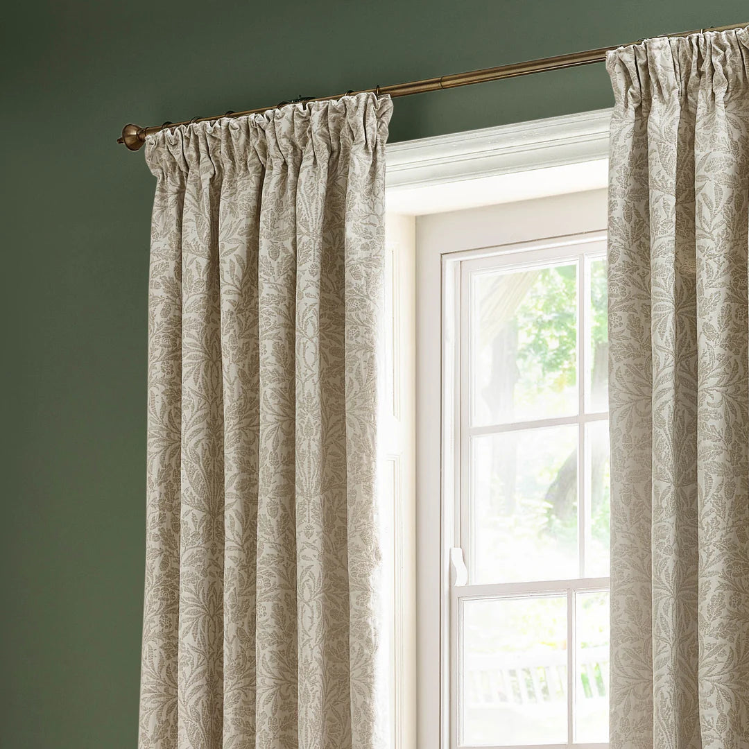 Acorn Tonal Matt Jacquard Pencil Pleat Curtains - Ivory