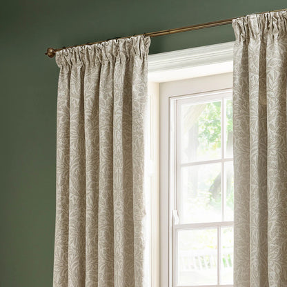 Acorn Tonal Matt Jacquard Pencil Pleat Curtains - Ivory