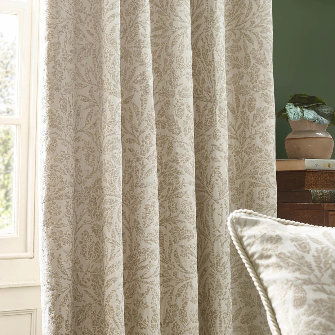 Acorn Tonal Matt Jacquard Pencil Pleat Curtains - Ivory