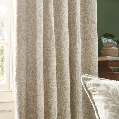 Acorn Tonal Matt Jacquard Pencil Pleat Curtains - Ivory