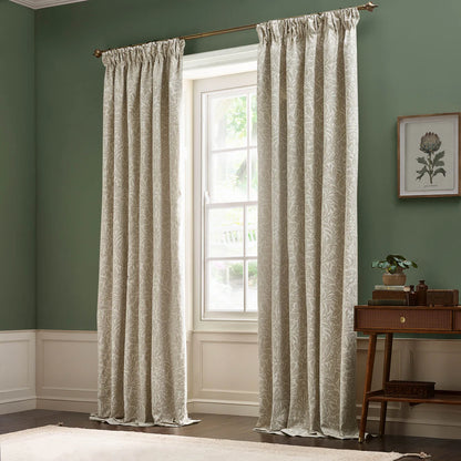 Acorn Tonal Matt Jacquard Pencil Pleat Curtains - Ivory