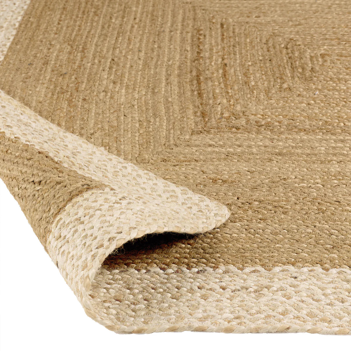 Tapis en jute Origins-Naturel-Avec bordure blanche
