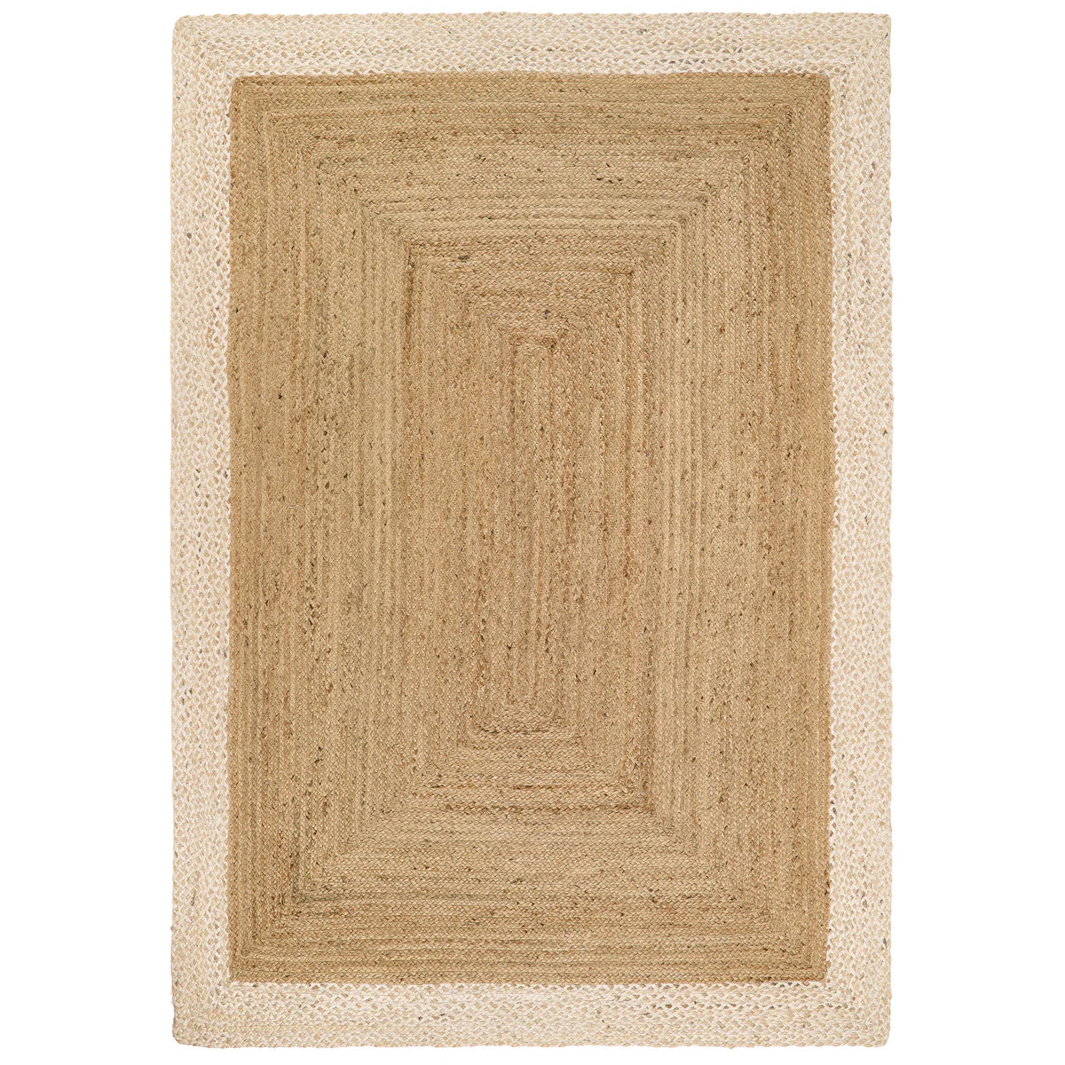 Tapis en jute Origins-Naturel-Avec bordure blanche