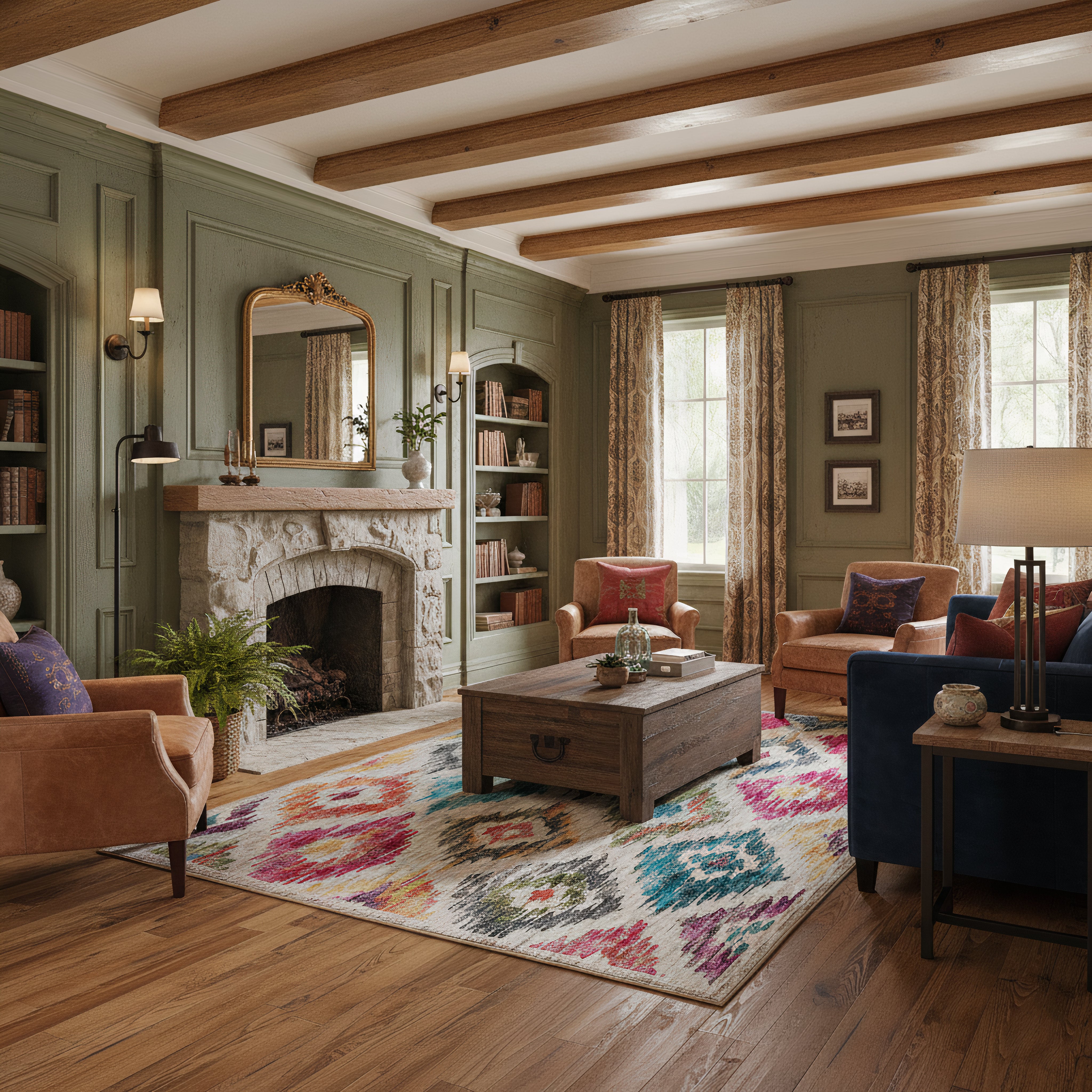 Eco-Washable Rug - Painted Ikat