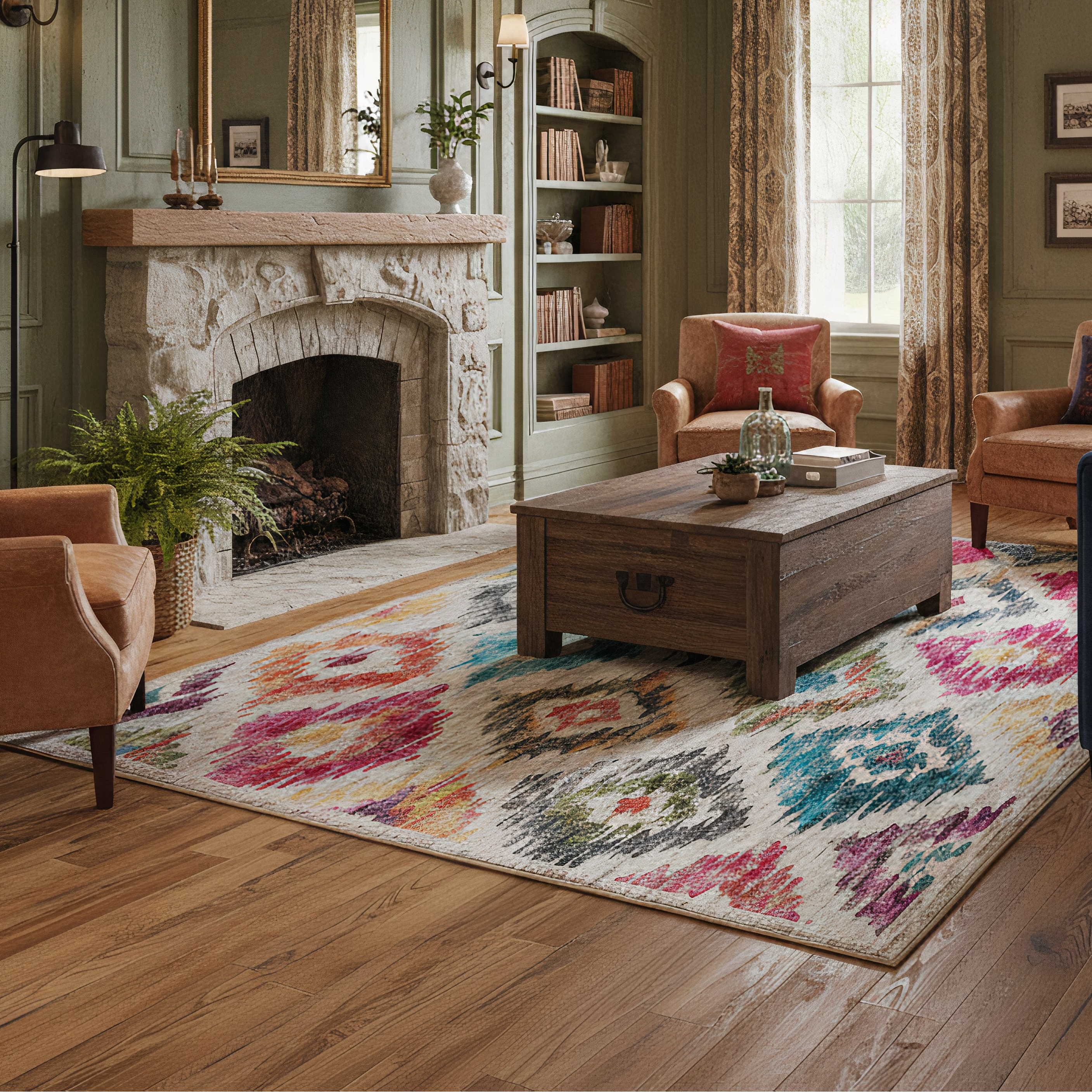 Eco-Washable Rug - Painted Ikat