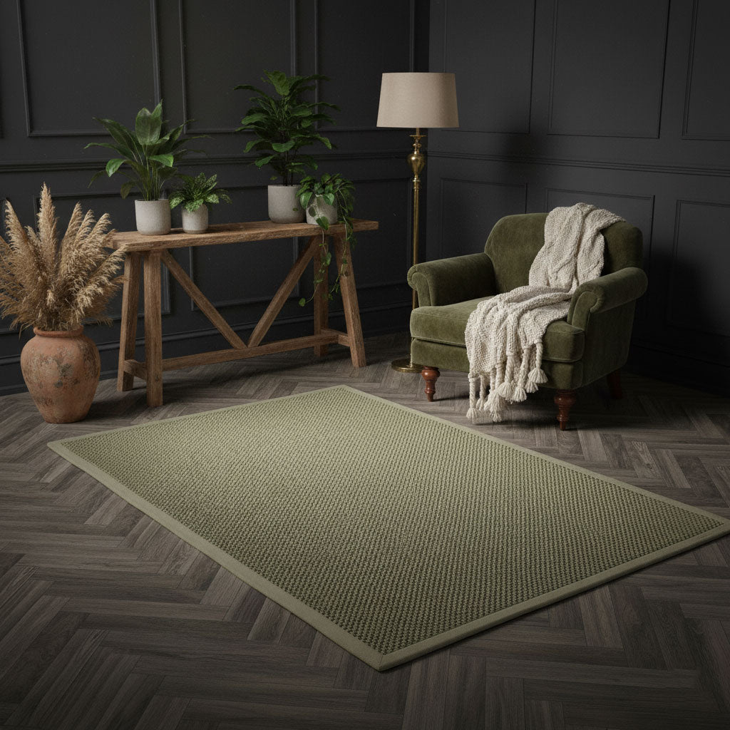 Origins Sisal Rug - Sage Green With Sage Green Border