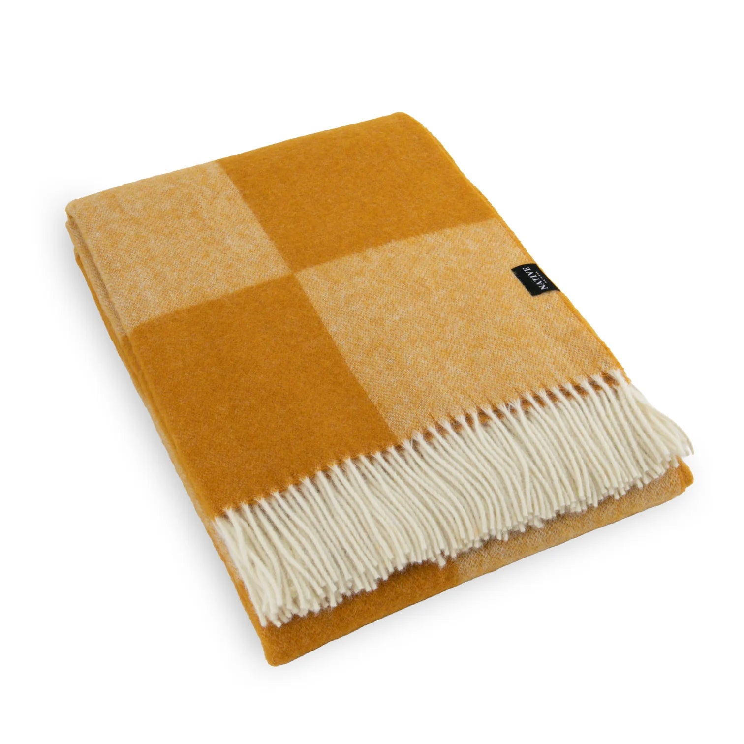 Coperta in lana fine a scacchi arancione