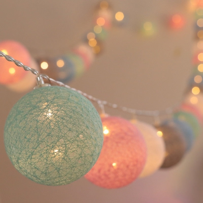 {CLEARANCE SALE} Pack of 2 - LED Cotton Ball Garland Lights