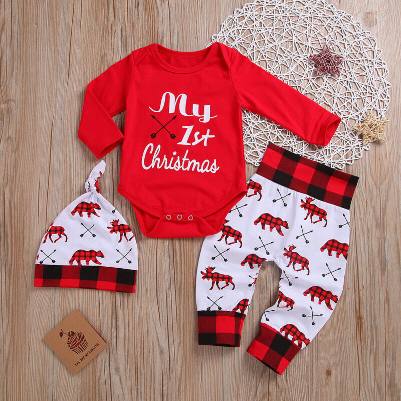 {CLEARANCE SALE} My First Christmas Outfit With Hat (3-6 months)