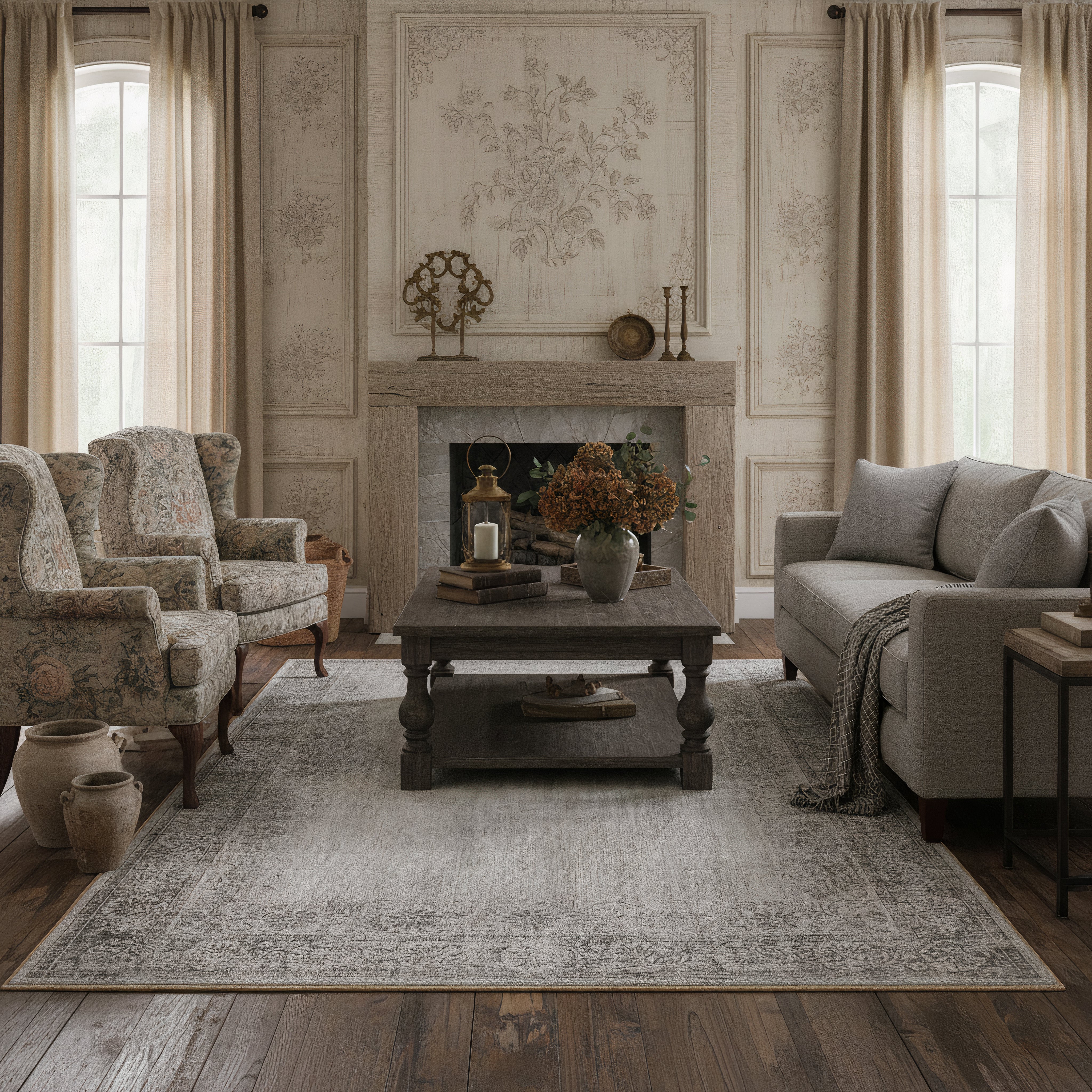 Eco-Washable Rug - Brocade Border