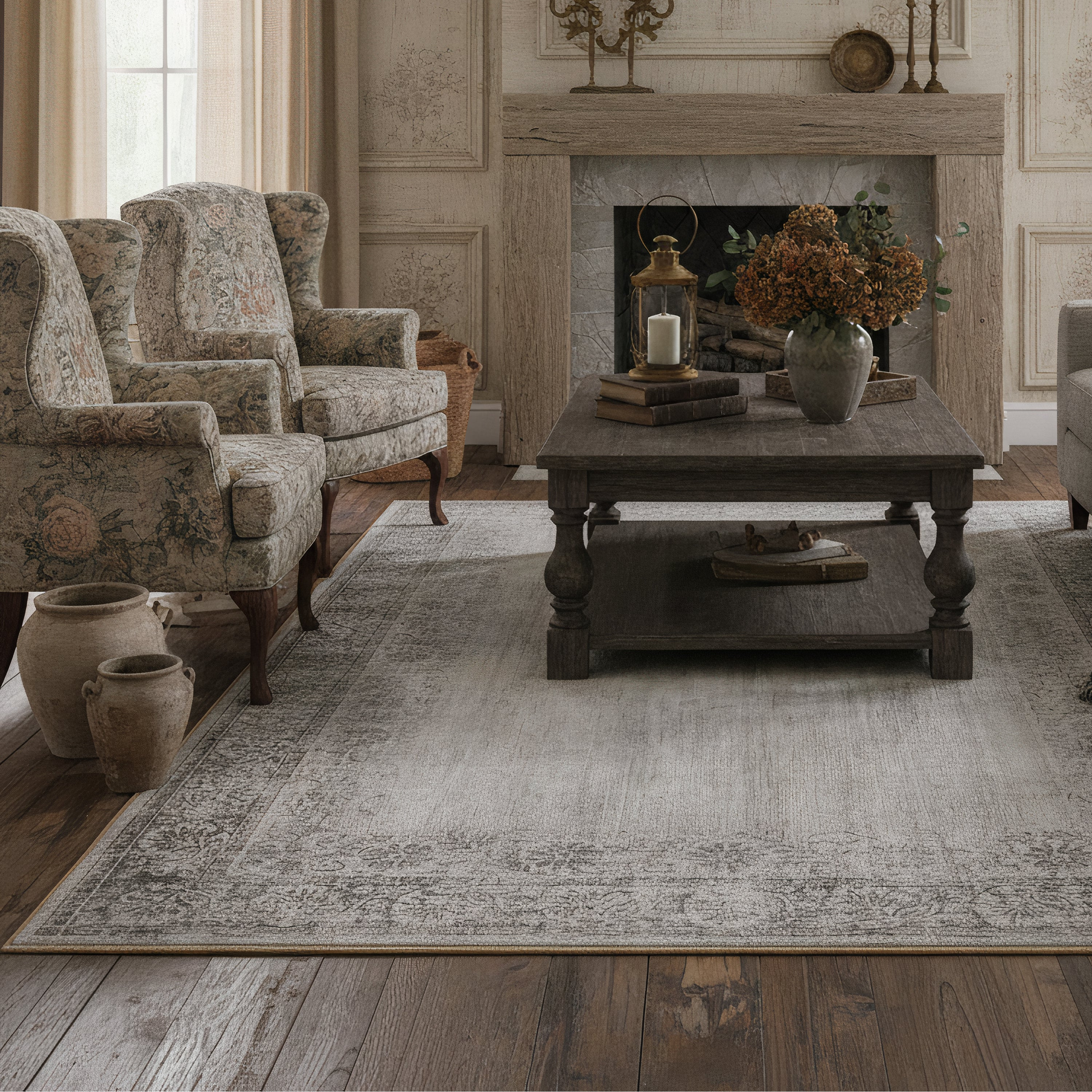 Eco-Washable Rug - Brocade Border