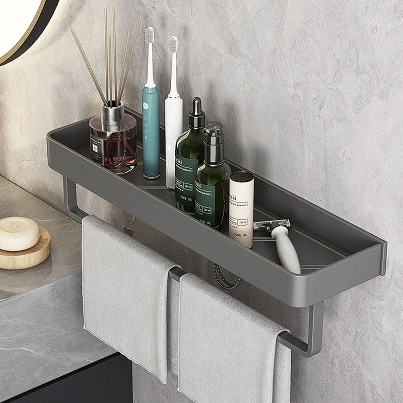 {CLEARANCE SALE} Contemporary Sleek Gray Bathroom Shelves - 40cm shelf with towel rail