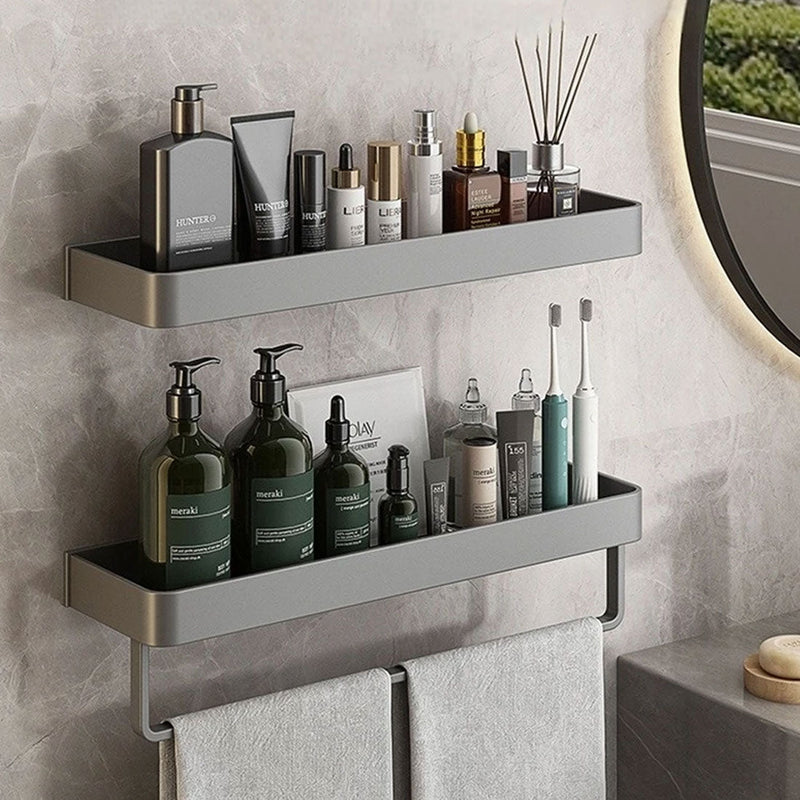 Contemporary Sleek Gray Bathroom Shelves