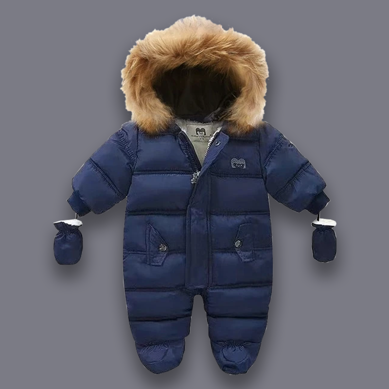 {CLEARANCE SALE} Padded Snowsuit With Fleece Fur Lining Navy 6-9 months