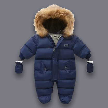 {CLEARANCE SALE} Padded Snowsuit With Fleece Fur Lining Grey 6-9 months