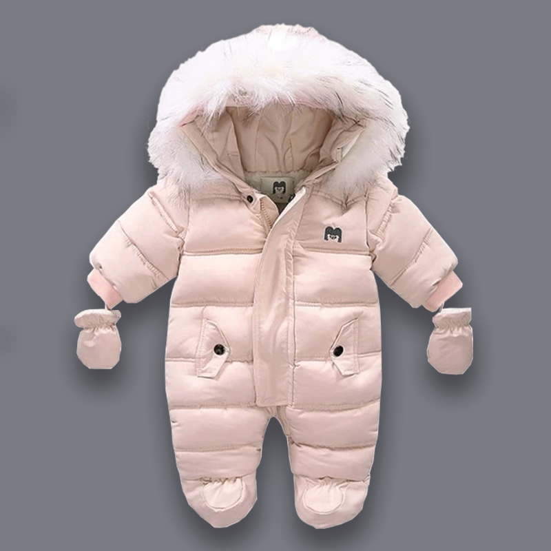 {CLEARANCE SALE} Padded Snowsuit With Fleece Fur Lining Grey 6-9 months