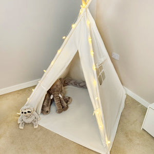 Nordic Style Teepee Tent - Incl. Bunting, Mat & Fairy Lights