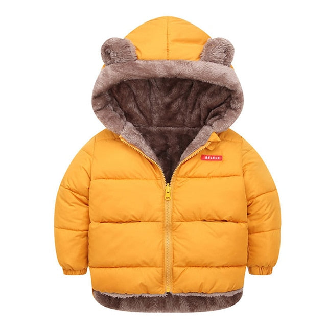 Jongens winter puffer jas met bontvoering