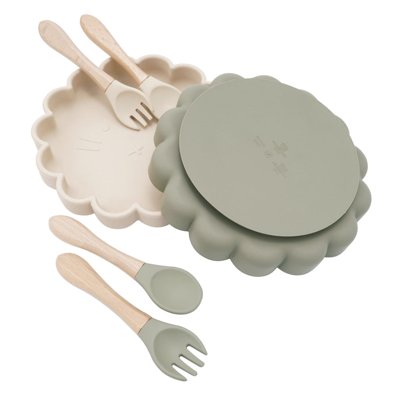 Silicon Plate, Fork & Spoon Set