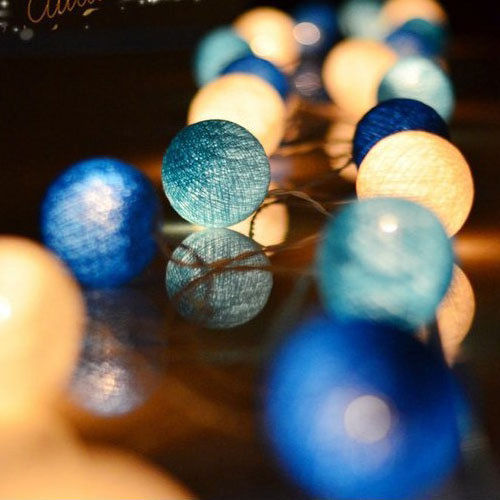 LED Cotton Ball Garland Lights