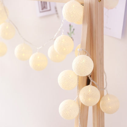 LED Cotton Ball Garland Lights